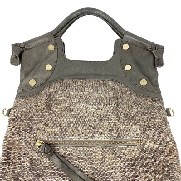 Foley & Corinna Lady Mid City Tote Taupe Tweed Leather Large - Picture 4 of 13